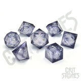 CritStones Liquid Core Dice Set - Orbital Tide (Silver Ink)