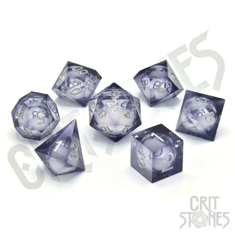 CritStones Liquid Core Dice Set - Orbital Tide (Silver Ink)