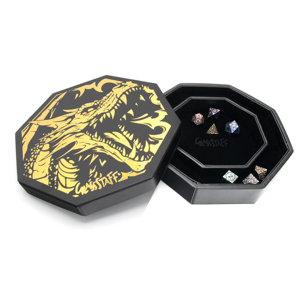 CritStones Black Dragon Arena Dice Tray with Yellow Lid
