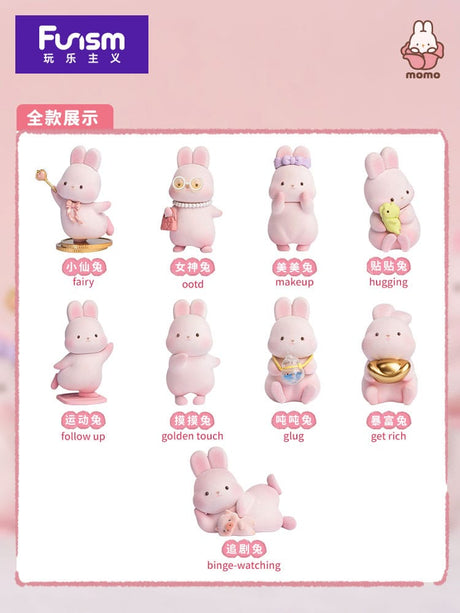 Momo Bunny Daily Series Mini Figures 9cm Display (9)
