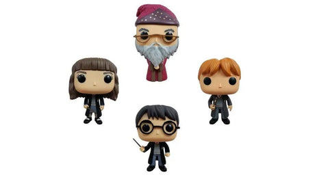 Harry Potter Deluxe Funko Pop! Vinyl 4-Pack with Wall Display
