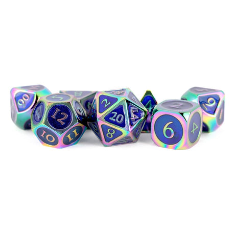 FanRoll Rainbow Dice Set with Blue Enamel (7)