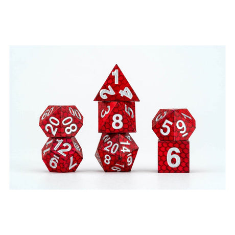 Dragon Storm Sharp Edge Silicone Dice Set - Red Dragon Scales (7)