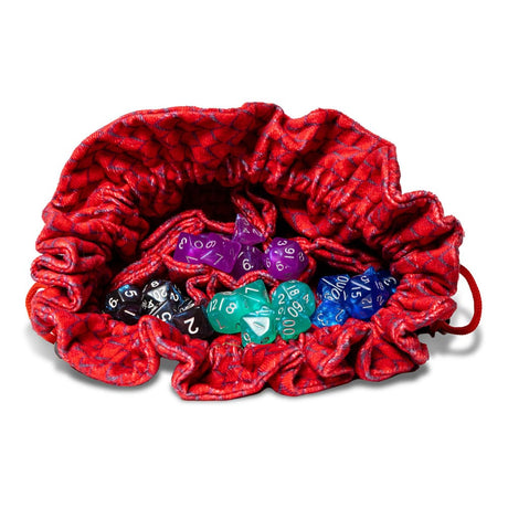Dragon Storm Dice Bag - Red Dragon Scales Edition with Compartments
