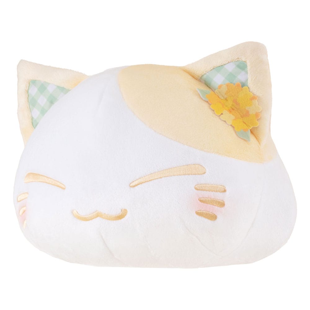 Nemuneko Cat Plush Figure, Rape Flower Pattern, Yellow Ear Decoration, 30 cm
