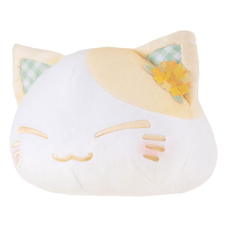 Nemuneko Cat Plush Figure, Rape Flower Pattern, Yellow Ear Decoration, 30 cm