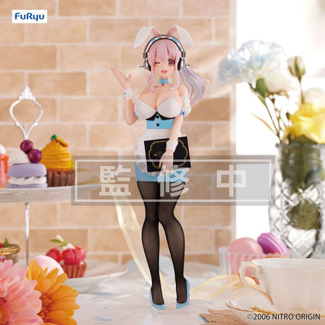 Super Sonico BiCute Bunnies PVC Waitress Statue - Light Blue, 28 cm