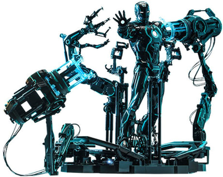 Hot Toys 1/6 Neon Tech Iron Man with Suit-Up Gantry Action Figure