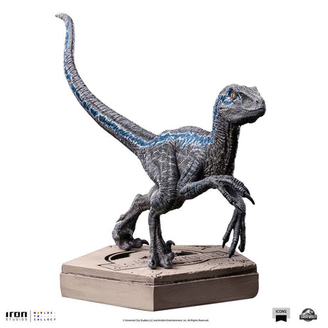 Jurassic World Icons Iron Studios Statue - Velociraptor Blue, 9 cm