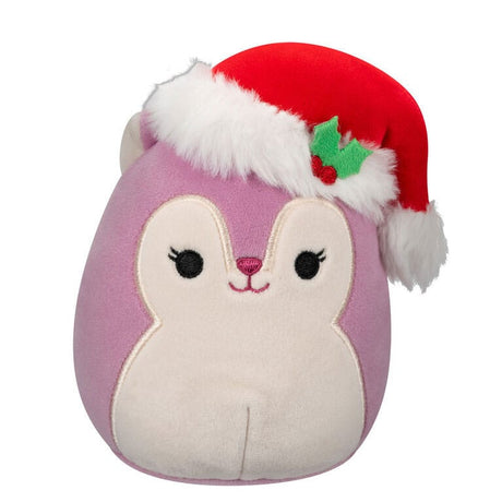 Squishmallows Allina the Plum Squirrel Santa Hat Plush Figure 12 cm