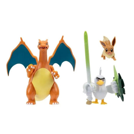 Pokémon Jazwares Mini-Figures 3-Pack: Eevee, Sirfetch'd, Charizard