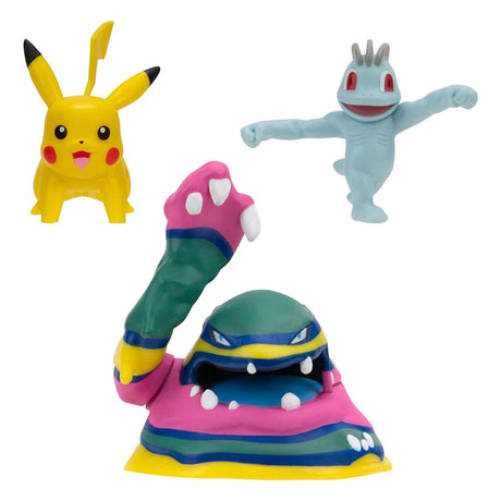 Pokémon 3-Pack Battle Figure Set: Machop, Pikachu #1, Alolan Muk