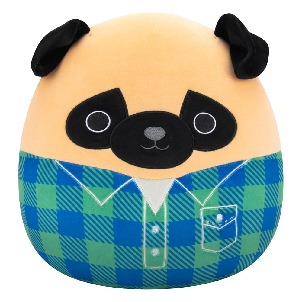 Squishmallows Prince Plush: 30cm Brown Pug in Flannel Shirt