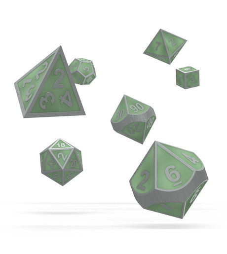 Oakie Doakie Metal RPG Glow-in-the-Dark Dice Set - Druid's Blaze
