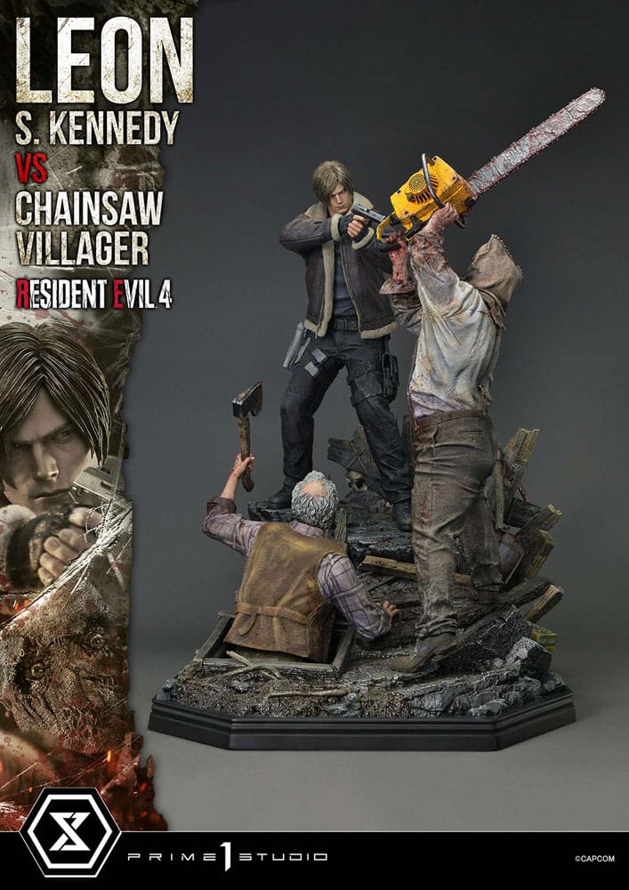 Resident Evil 4 Ultimate Premium Masterline Leon S. Kennedy vs. Chainsaw Villager Statue