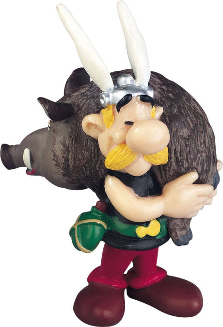 Asterix Hand-Painted Figure - Asterix holding a Boar, 6 cm - Plastoy Mini-figures