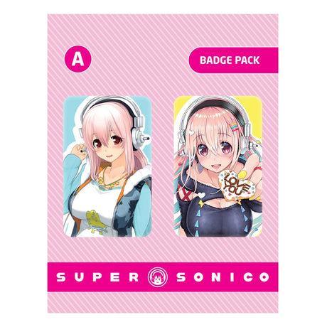 Super Sonico POPbuddies Official Metal Pin Badges 2-Pack Set A