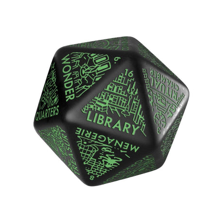 Viridian Jumbo D20 Dungeon Room Generator Dice - Black