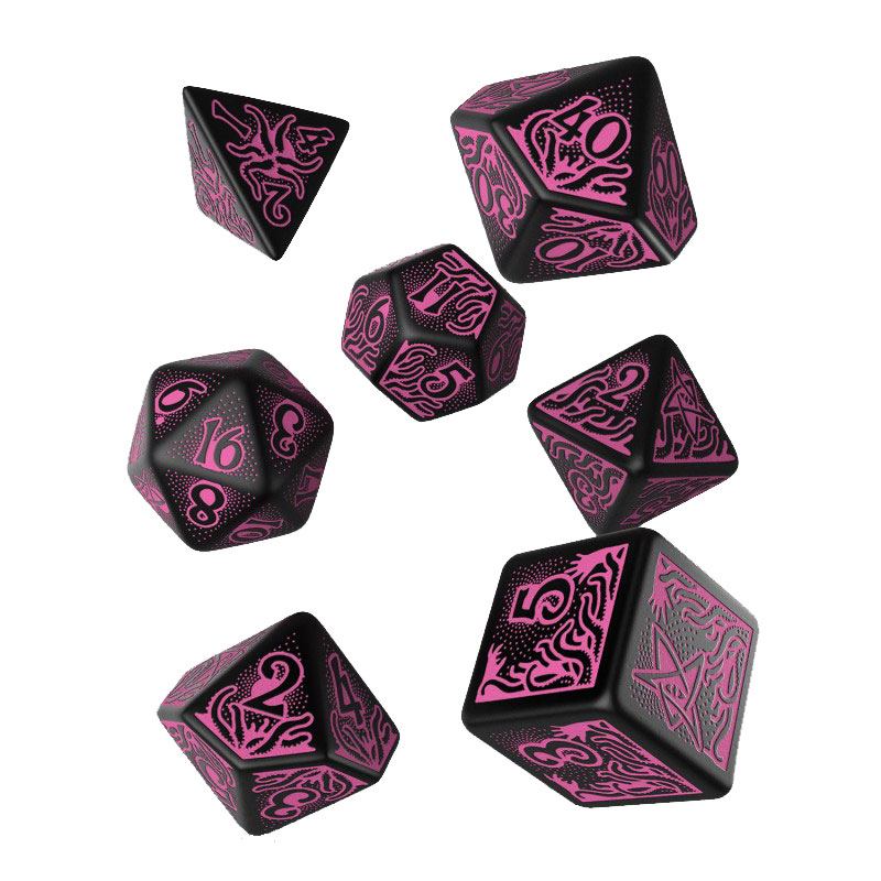 Call of Cthulhu 7th Edition Black & Magenta Dice Set (7) by Q WORKSHOP