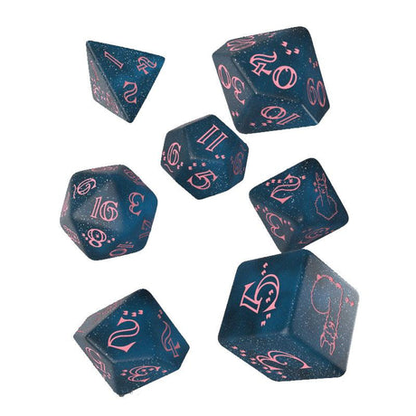 Q Workshop Sparkling Llama Dice Set - Dark Blue & Pink (7)