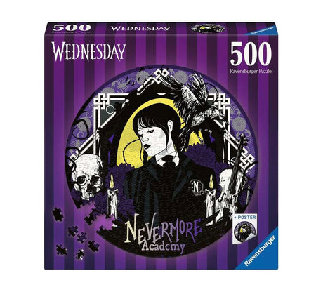 Nevermore Academy Wednesday Round Jigsaw Puzzle (500 Pieces)
