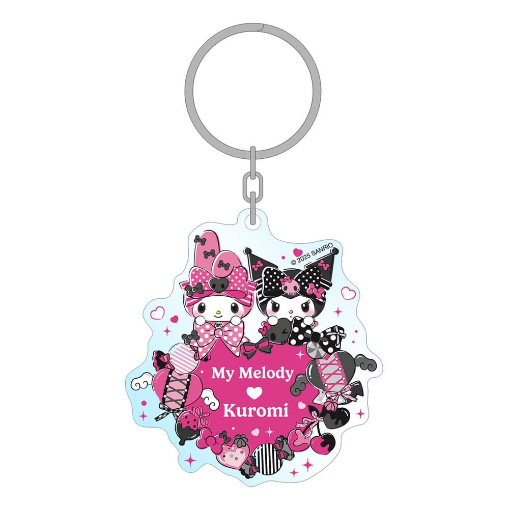Sanrio Pink Black Party Acrylic Keychain - My Melody & Kuromi, 7cm