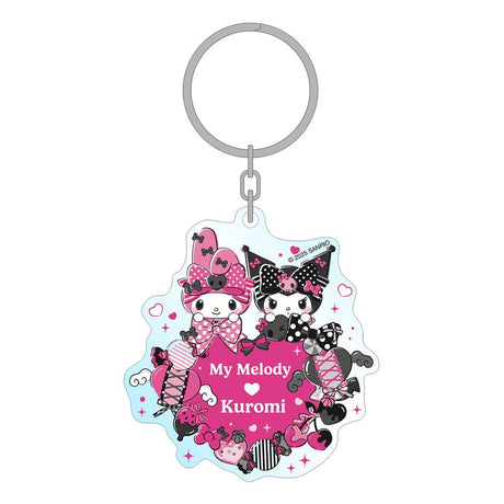 Sanrio Pink Black Party Acrylic Keychain - My Melody & Kuromi, 7cm