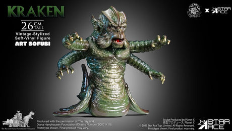 Ray Harryhausen's The Kraken Sofubi Statue, Vintage Style 10-inch