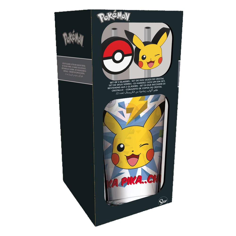 Pokémon Pikachu Glass Tumbler with Metal Straws 485 ml