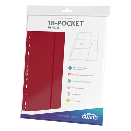 Ultimate Guard 18-Pocket Side-Loading Pages - Red (Pack of 10)