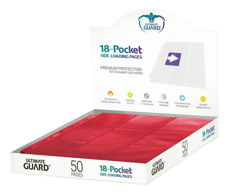 Ultimate Guard 18-Slot Side-Load Card Pages (50 Pack) - Red