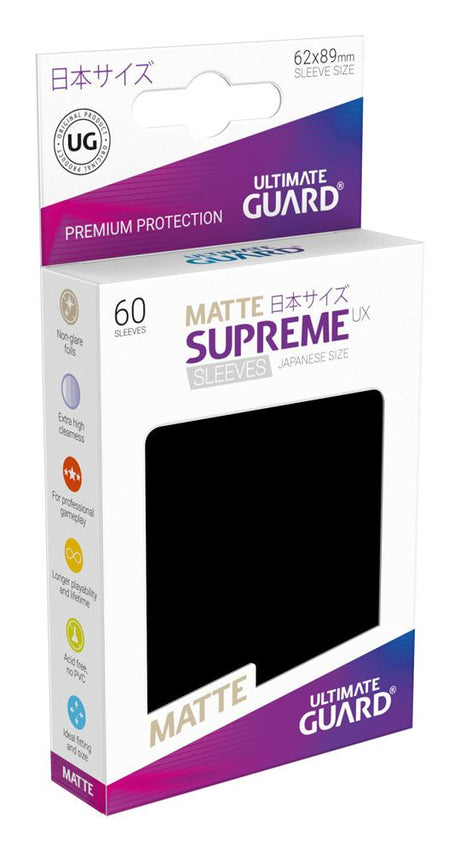 Ultimate Guard Supreme UX Sleeves - Matte Black, Japanese Size (60 Pack)