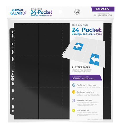 Ultimate Guard 24-Pocket QuadRow Side-Loading Pages - Black (Pack of 10)