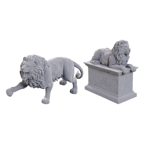 WizKids Deep Cuts - Stone Lion Unpainted Miniatures 2-Pack