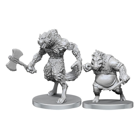 Pathfinder Deep Cuts Unpainted Miniatures: Werewolf & Wereboar